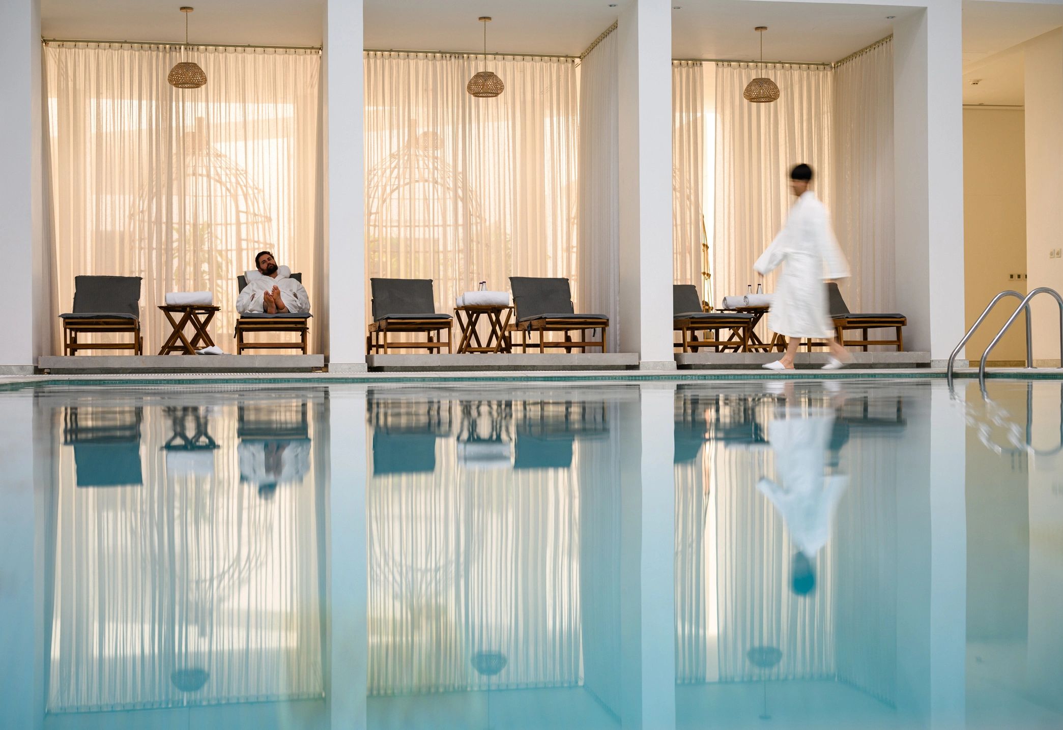 Luxury cruise and resort setting with refined atmosphere